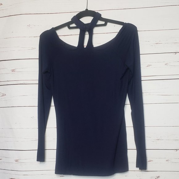 Bailey 44 Tops - Bailey 44 Navy Blue Choker Long Sleeve Tee